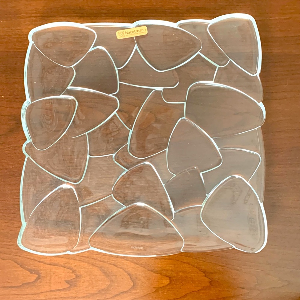 Nachmann fine Bavarian crystal plate 11”x11” square serving plate new with box